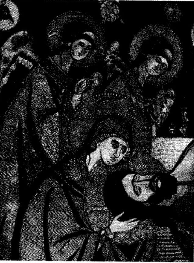 Puchezh Epitaphios, 1441. Museums of the Moscow Kremlin.Detail: Holy Virgin and Angels