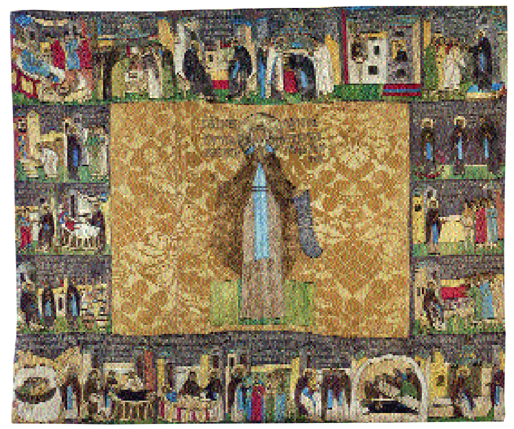 "The Venerable Cyril Belozerskij with Scenes from his Life." First quarter, 16th cent. From the Kirillo-Belozerskij Monastery. Embroidered podea.